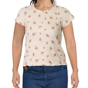 Coco + Jaimeson ribbed soft antique rose top thermal waffle knit MEDIUM NWT